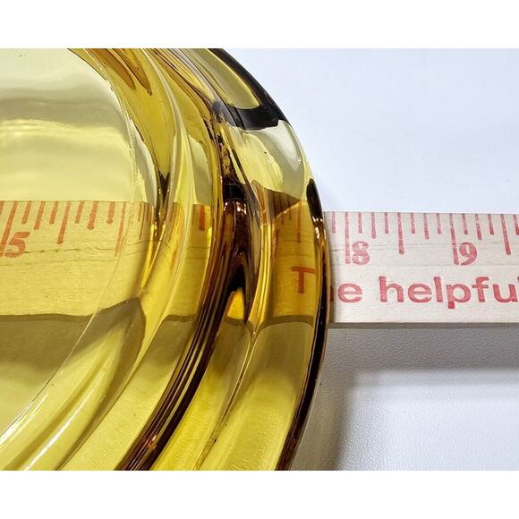 Vintage MCM Heavy Smooth Amber Glass Cigar/Cigarette Ashtray 8" 4 Slots Round - Picture 4 of 4